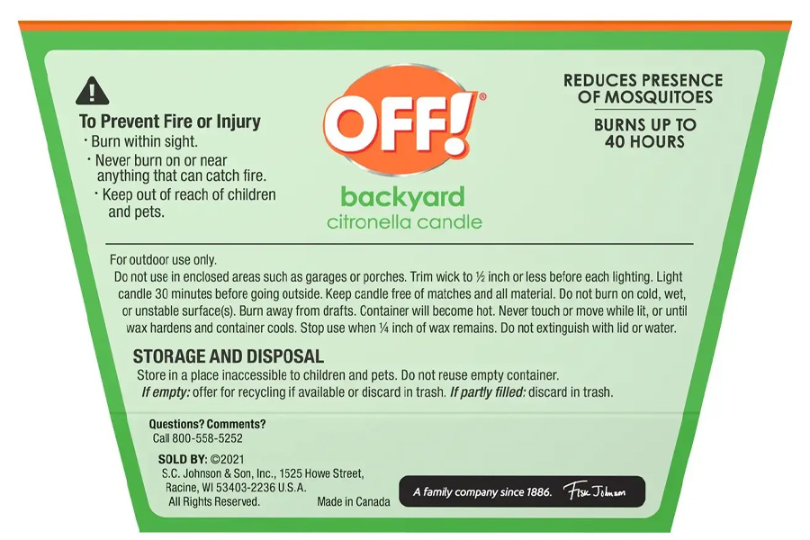 Off Backyard Citronella Candle